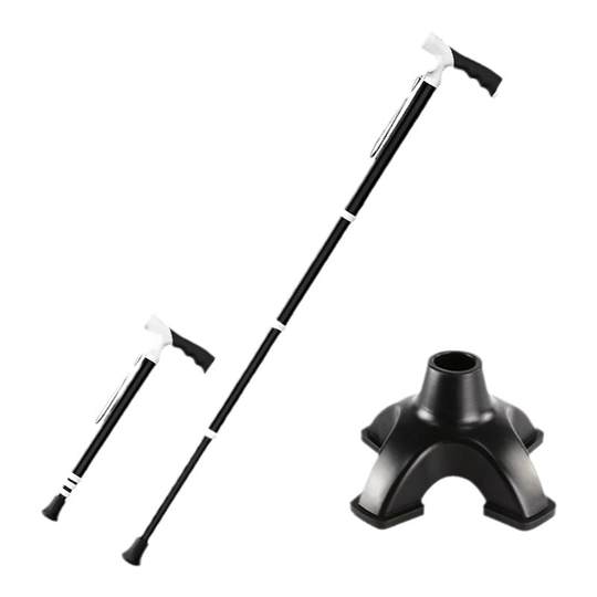 钛合金超轻折叠老人拐杖防滑四脚高档手杖伸缩登山杖防摔倒拐棍