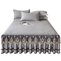 High-end marine silk bed skirt ice silk mat three-piece set 2023 new machine washable summer air-conditioned mat folding