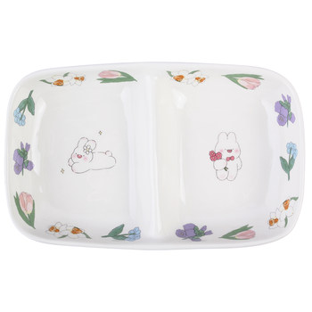 Blue lotus ceramic cute partition plate