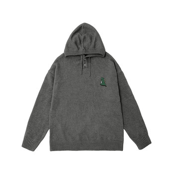 Heemkizoo solid color hooded knitted pullover sweater Heemkizoo solid color hooded knitted pullover sweater