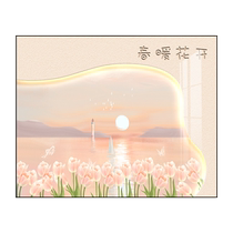 Cream Wind Power Meter Box Decoration Painting Spring Warm Flower Opening Free of punching shielded electric gate Signal box Distribution Box Restaurant Fresco