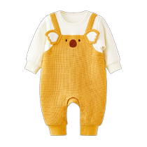 Wei Shi Muni baby one-piece clothes pure cotton spring and autumn baby fake two-piece super cute going out clothes crawling clothes autumn clothes