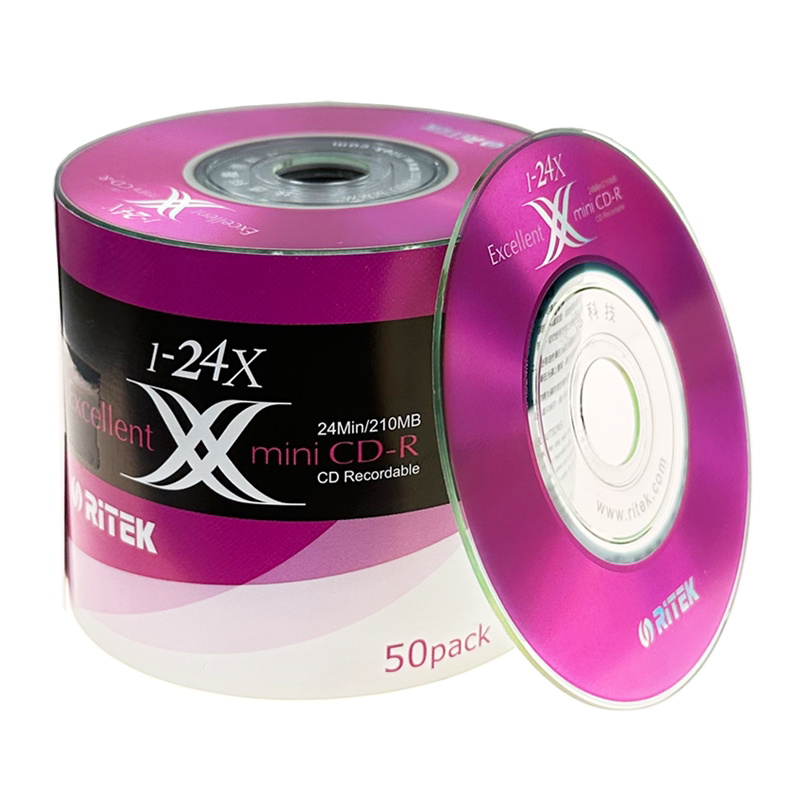 铼德24X迷你CD-R刻录片8cm小光碟 50片装210MB空白刻录光碟