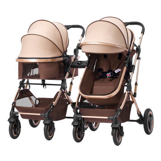 Twin stroller can sit and lie down and can be detached for two babies