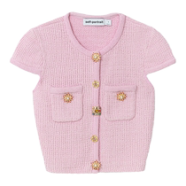 (Same style as Zhao Liying) self-portrait 2024 early autumn new pink small fragrance knitted top