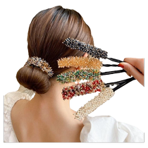 French retro meatball hairdo artifact lazy flower bud hairdo artifact temperament elegant crystal braided hair headpiece