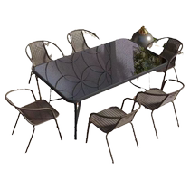 Signature outdoor courtyard table and chair combination leisure outdoor waterproof sun protection garden rattan tea table and rattan chair three-piece set