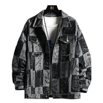 Workwear denim jacket mens spring and autumn casual handsome American loose jacket mens autumn new black coat