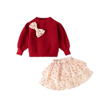 Girls suit autumn style 2024 new style style childrens sweater baby skirt spring and autumn childrens two-piece set