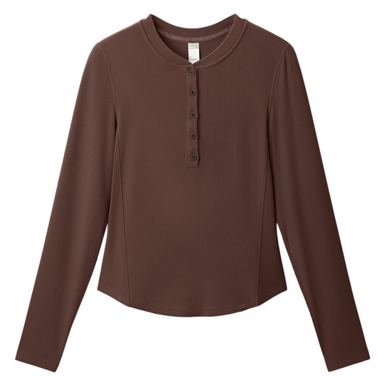 Long-sleeved T-shirt under banana henry collar base shirt