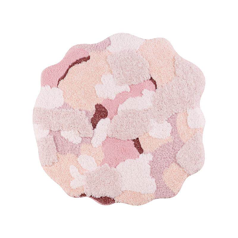 Carpet girl bedroom ins style bedside blanket princess style children's floor mat pink moss shaped round machine washable