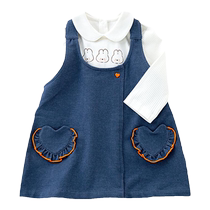 Mylabella baby denim dress cotton spring and autumn cute baby girl princess dress casual outing suspender dress
