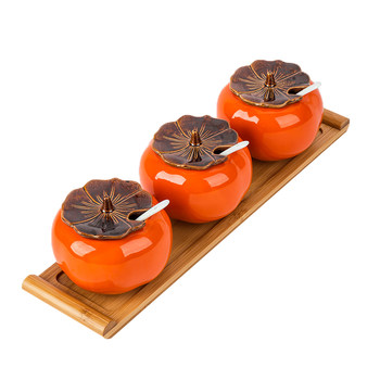 Simple seasoning jar kitchen household ceramic with lid