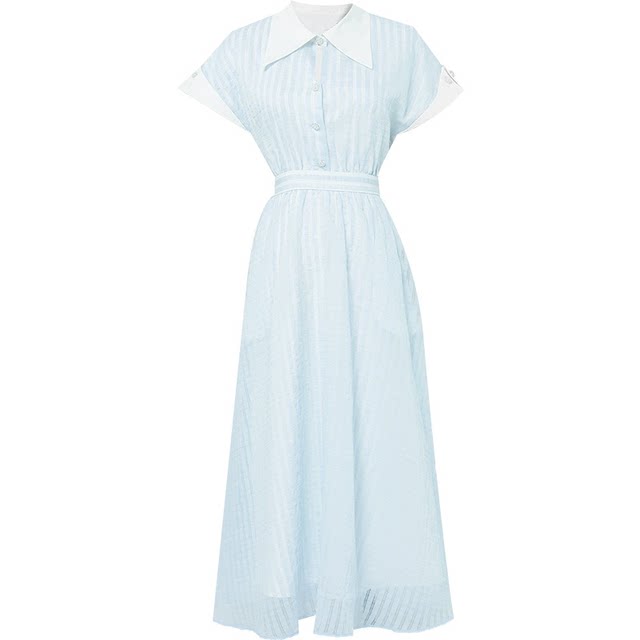 Lady belt contrasting chiffon light luxury style midi skirt