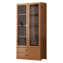 Senzong bookshelf storage rack with door glass transparent bookcase simple multi-layer floor-standing space-saving storage cabinet
