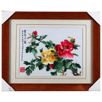 Peony ຖັກແສ່ວຂ້າງດຽວ embroidery Hunan ຖັກແສ່ວມືບໍລິສຸດຜະລິດຕະພັນສໍາເລັດຮູບຫ້ອງດໍາລົງຊີວິດສີຕົກແຕ່ງຫ້ອງໂຖງເຂົ້າ 4030