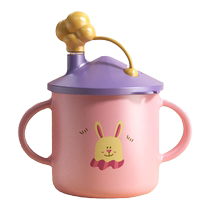 Jingqi childrens water cup 316L stainless steel scale milk cup baby household drinking straw cup learning drinking cup anti-fall