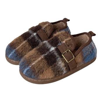 Thin strips of fashionable color-blocked plaid full-heel birkenstock shoes
