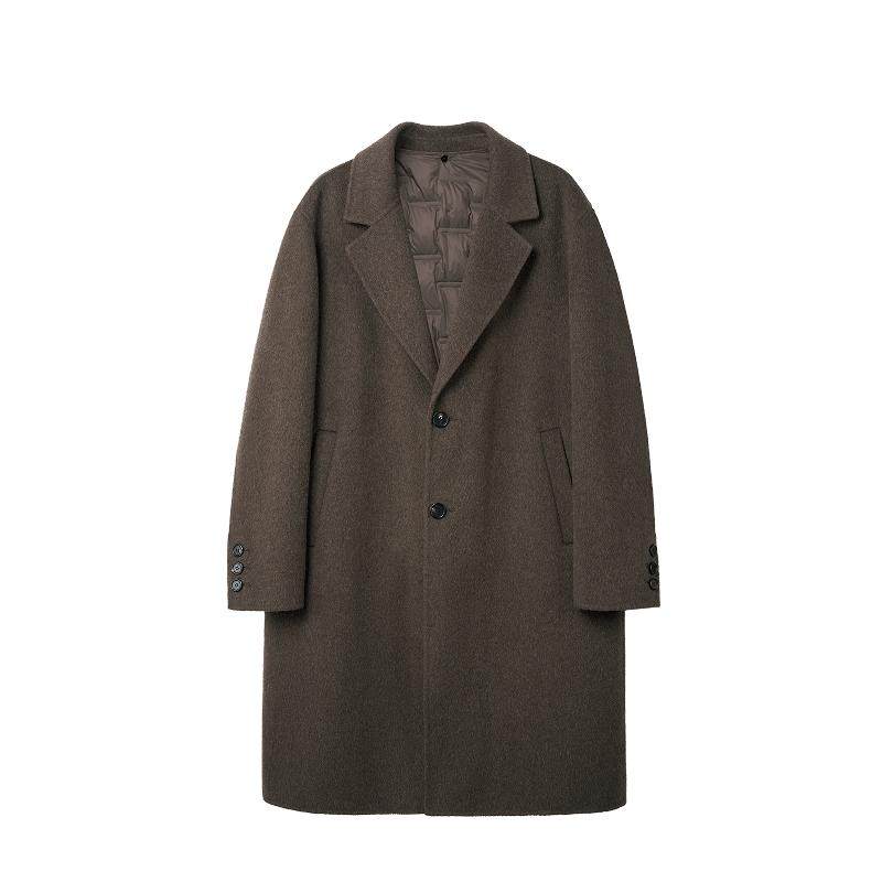 Guillomont woolen coat men's medium-length wool brown winter thickened woolen coat