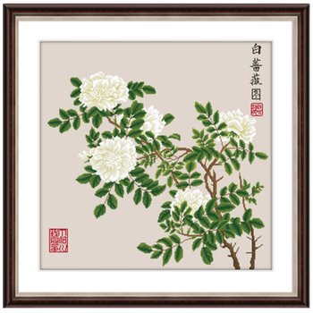 White Rose Cross Stitch 2024 ປັກແສ່ວກະທູ້ໃໝ່ ຫ້ອງຮັບແຂກ ສຶກສາຮູບແຕ້ມທີ່ມີຊື່ສຽງທັນສະໄໝ ຮ້ານອາຫານປັກແສ່ວດ້ວຍມືແບບງ່າຍດາຍ