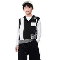 Balabala childrens vest boys inner wear spring and autumn clothing for older children trendy and cool childrens parent-child vests with contrasting colors