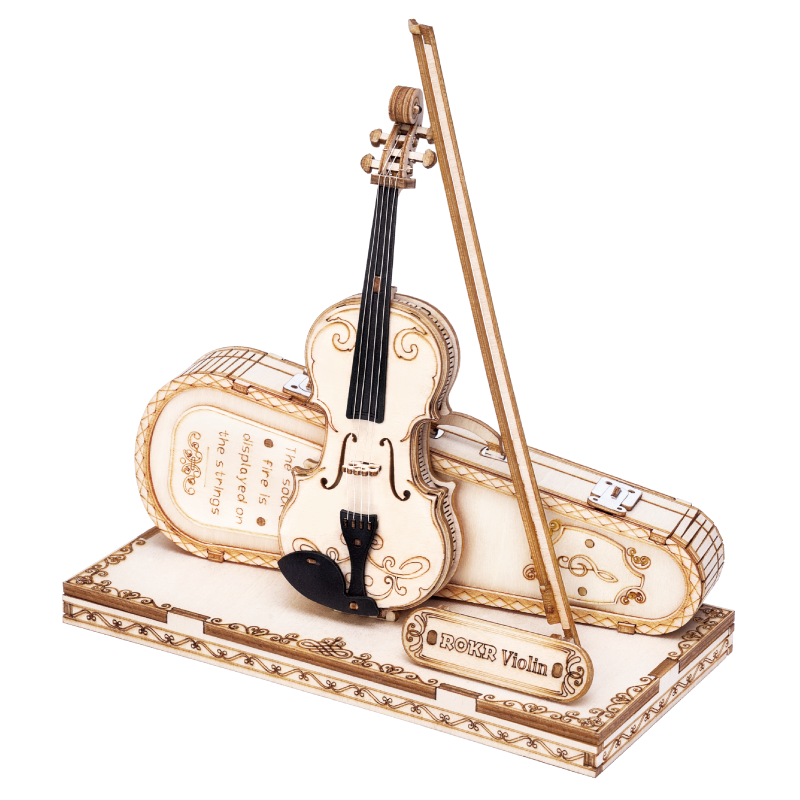 若态小提琴电吉他拼图木质DIY立体拼装模型益智手工拼插摆件