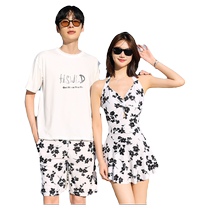 Lovers swimsuit 2024 new loversbeach holiday ladies conjoined with slim cover of the spa swimming dress