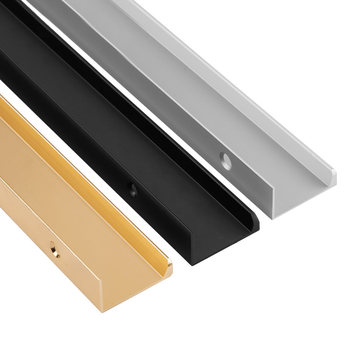 Black invisible handle extended cabinet wardrobe door handle