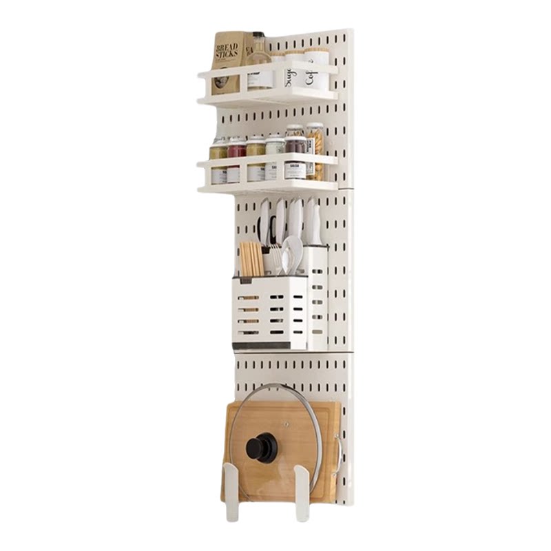 No-punch kitchen perforated board storage rack