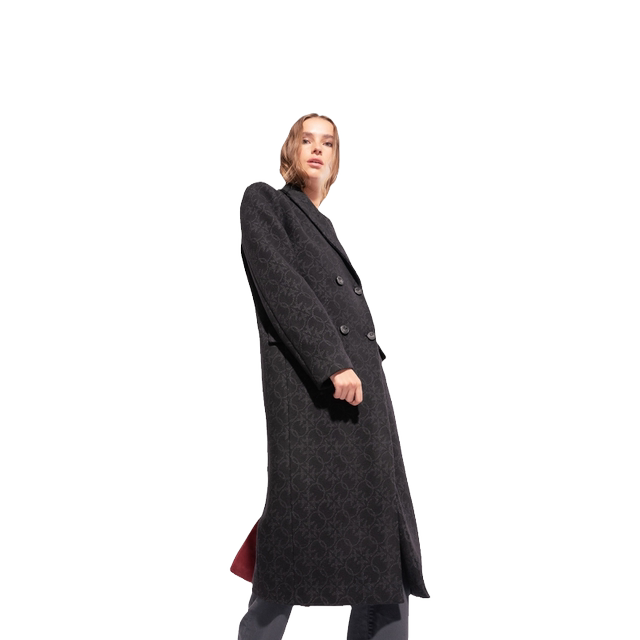 PINKO女士垫肩直筒长款大衣外套101874Y82W