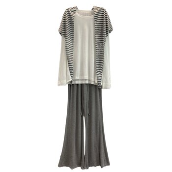 Thin long-sleeved sun protection t-shawl flared pants three-piece set