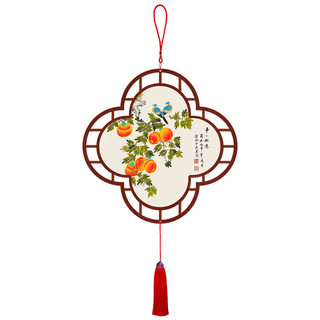 柿柿如意中国结挂饰客厅高端入户门吉祥挂件玄关餐厅新中式装饰画