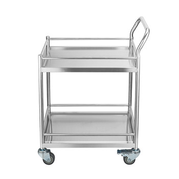 ຫ້ອງທົດລອງສອງຊັ້ນສະແຕນເລດ trolley ໂຮງຮຽນອະນຸບານ trolley dining cart thickened silent tool trolley instrument turnover cart