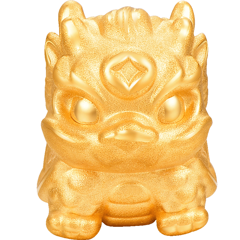 明牌珠宝硬金生肖龙年串珠黄金可爱元瑞龙龟足金吉祥手串AFP0790