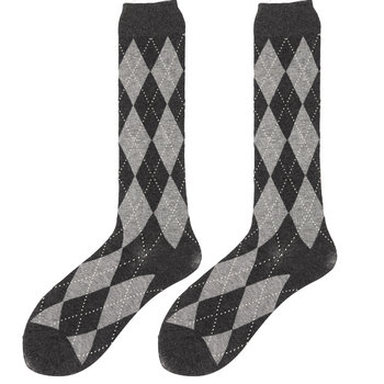 ຫ້ອງສອນກາງຄືນ rhombus jk socks college style calf socks women's spring and autumn British long tube rhombus plaid mid-calf socks