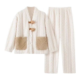 Coral velvet pajamas for women in winter thickened and warm