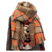 New double-sided plaid scarf autumn winter thickened shawl warm scarf anti-cashmere student ladies scarf South Korea