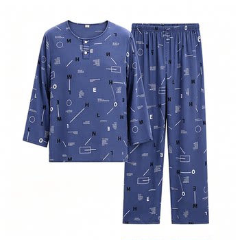ຊຸດນອນຂອງພໍ່ຜ້າຝ້າຍ trousers ສັ້ນແຂນສັ້ນ summer 2026 ໃຫມ່ຂອງຜູ້ຊາຍໄວກາງຄົນແລະຜູ້ສູງອາຍຸຂອງພໍ່ບາງໆສາມາດນຸ່ງໃສ່ນອກເຮືອນ.
