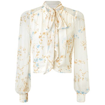 Maxrieny romantic retro ເລື່ອນຄໍເສື້ອ lace-up ພິມເທິງ