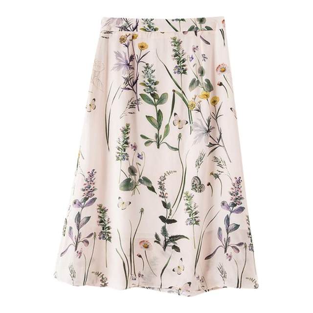 100% mulberry silk skirt A-shaped mid-length slimming