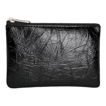 Japanese and korean simple coin wallet for women cracked thin genuine leather texture compact storage bag driver's license card bag key bag