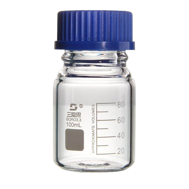 Sanaisi blue cap reagent bottle with neutral material and scale