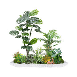 Restaurant Artificial Plant Landscaping, Large Indoor and Outdoor Simulated Tropical Landscape Combinations, High-End Light Luxury Decoration