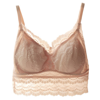 Sexy lace anti-exposure short vest with breast pads