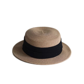 Casual french summer flat brim straw hat for travel