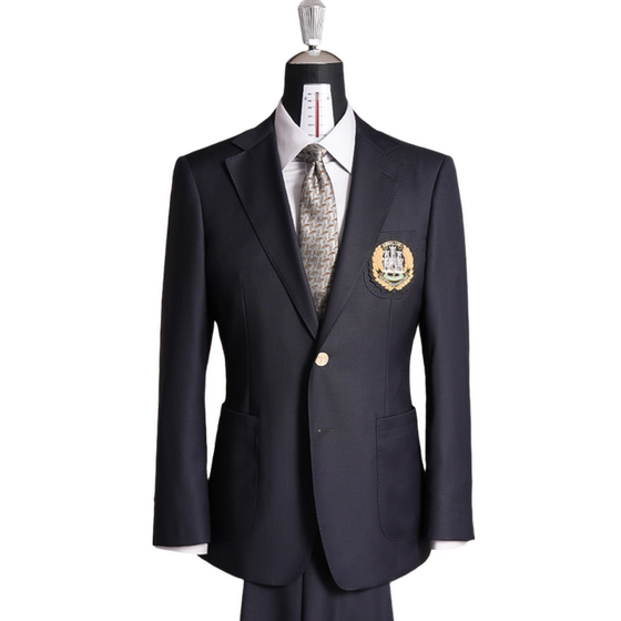 
[Tallia] Italian fabric dark blue gold buckle badge Blaze pure wool suit men's casual singles