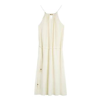 Cut-shoulder style halter neck sleeveless dress