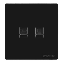 Type 86 wall concealed telephone socket with Gigabit network socket black telephone Category 6 network cable computer socket
