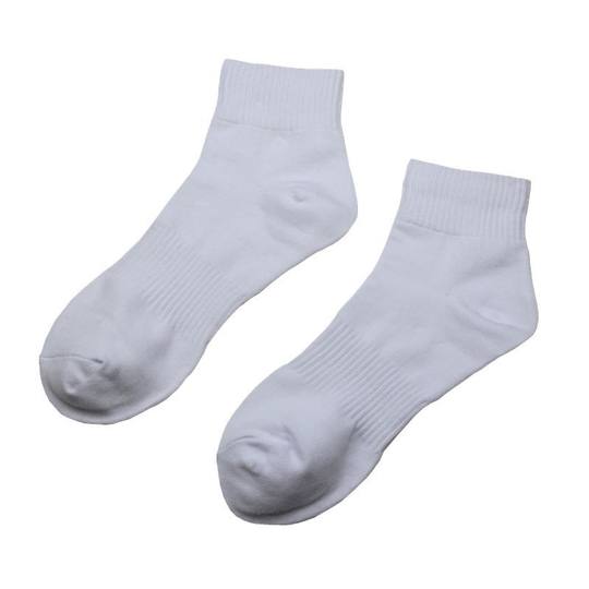 White mid-length anti-odor cotton socks for men and women in autumn and winter