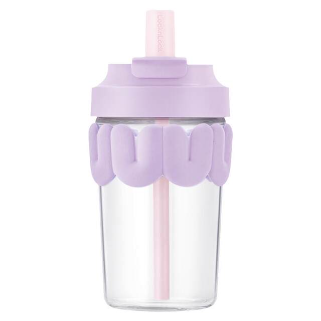 LOCK&LOCK heat-resistant glass milk cup with straw